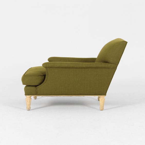image of French olive linen armchair