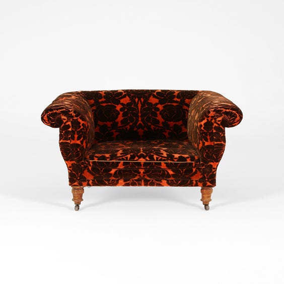 image of Vintage burnt orange velvet  chair