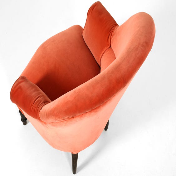 image of Victorian coral velvet tub chair
