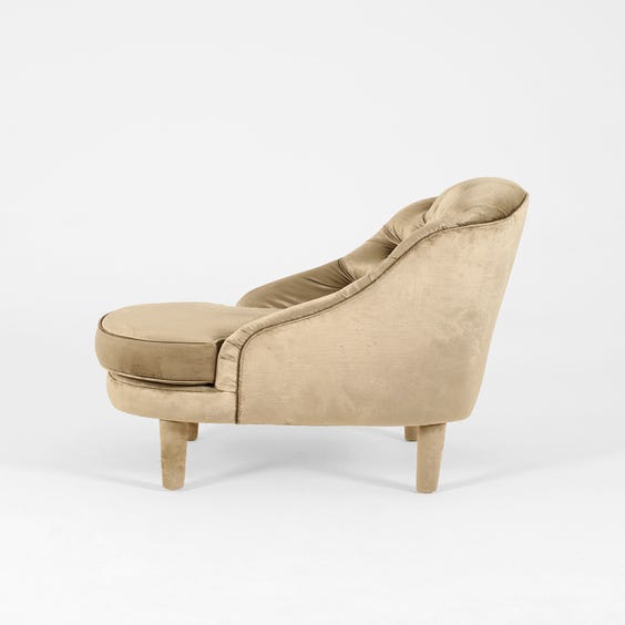 image of Gold velvet buttoned backed armchair