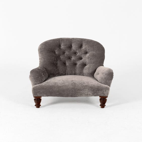 image of Vintage grey velvet armchair