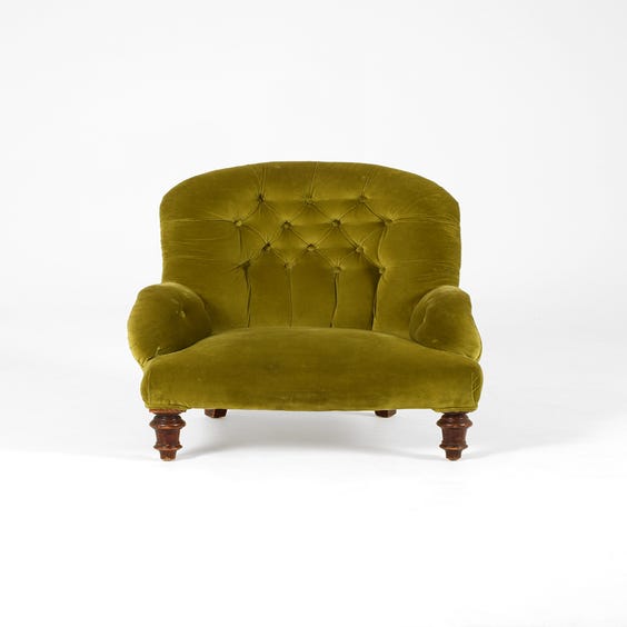 image of Victorian moss green velvet armchair