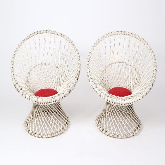 image of Vintage circular white wicker chair