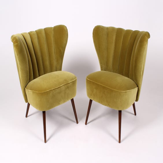 image of Midcentury olive velvet cocktail chair