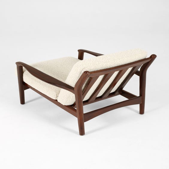 image of Midcentury Danish teak boucle armchair