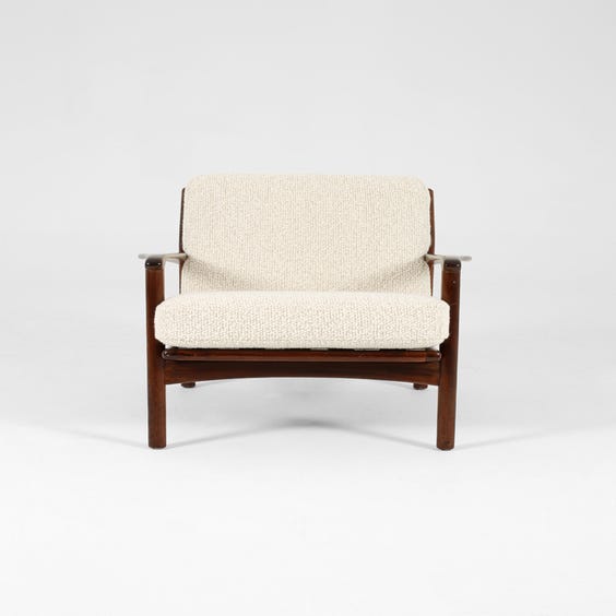 image of Midcentury Danish teak boucle armchair