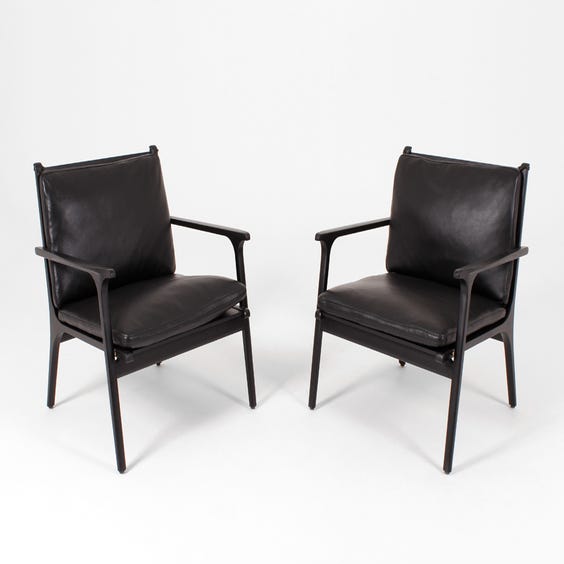 image of Midcentury black leather armchair