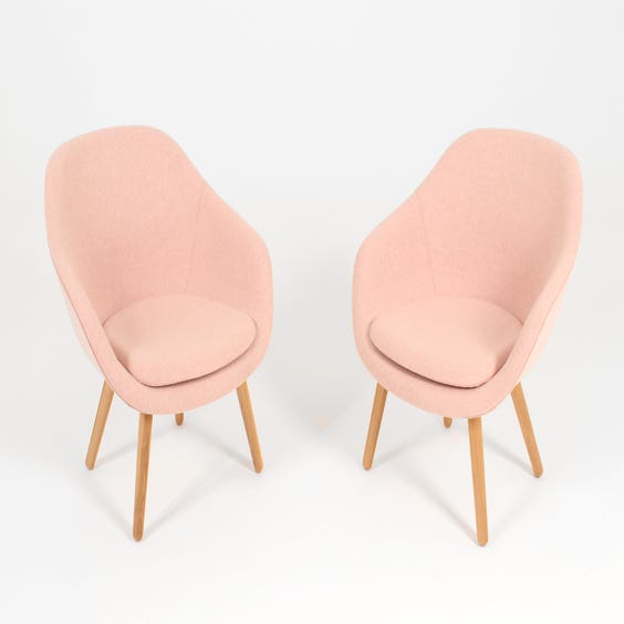 image of Pink wool curved back armchair