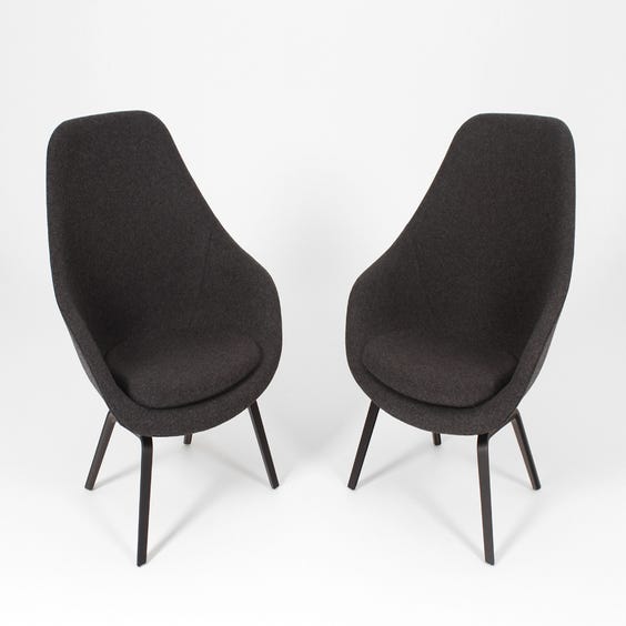 image of Large charcoal wool high back armchair