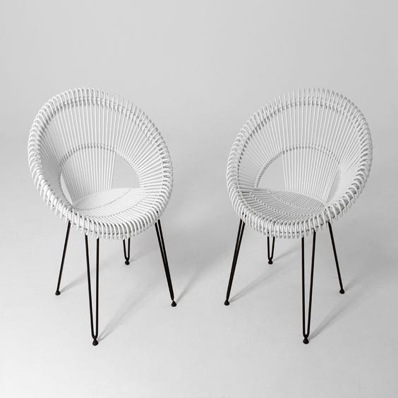 image of Midcentury white cane Vincent chair
