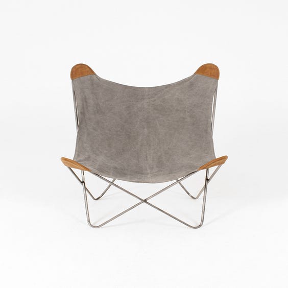 image of Washed grey canvas butterfly chair