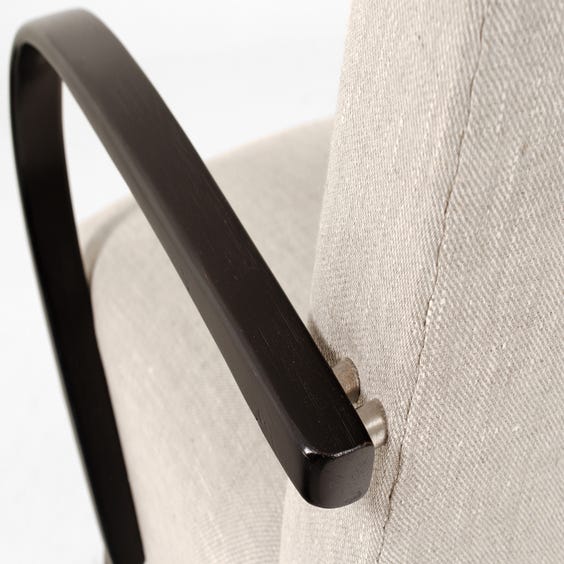 image of Stone linen loop arm armchair