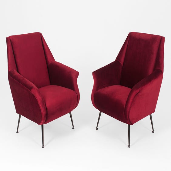 image of Ruby red velvet armchair