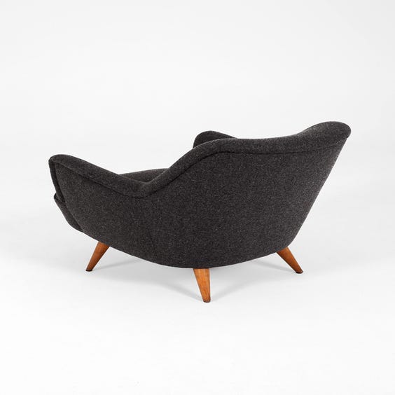 image of Midcentury charcoal grey wool armchair