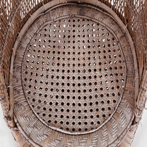 image of Vintage grey washed peacock chair