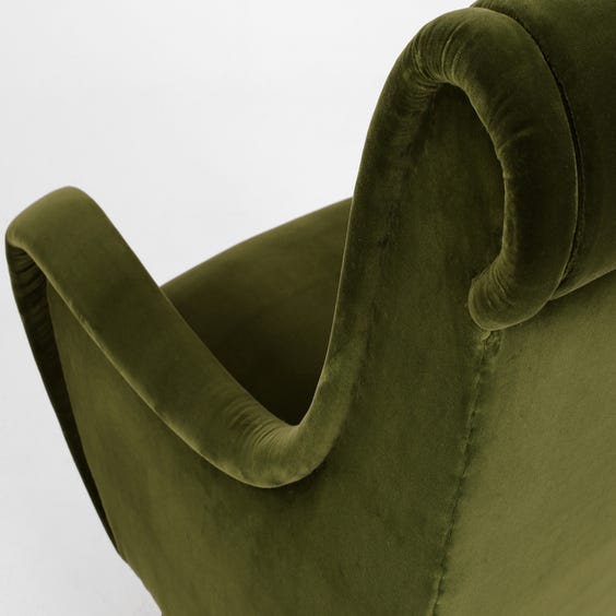 image of Olive green velvet armchair
