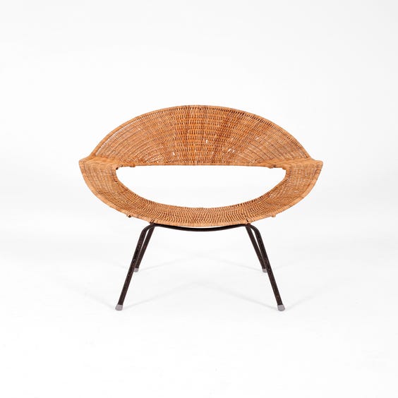 image of Midcentury natural rattan circular chair