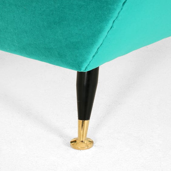 image of Midcentury turquoise velvet armchair