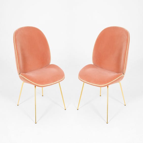 image of Blush pink velvet Beetle chair