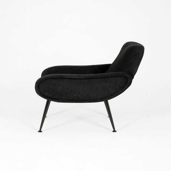 image of Midcentury black chenille armchair