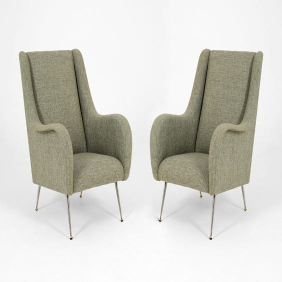 image of Midcentury woven grey armchair