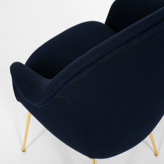 image of Midcentury navy wool Bat chair