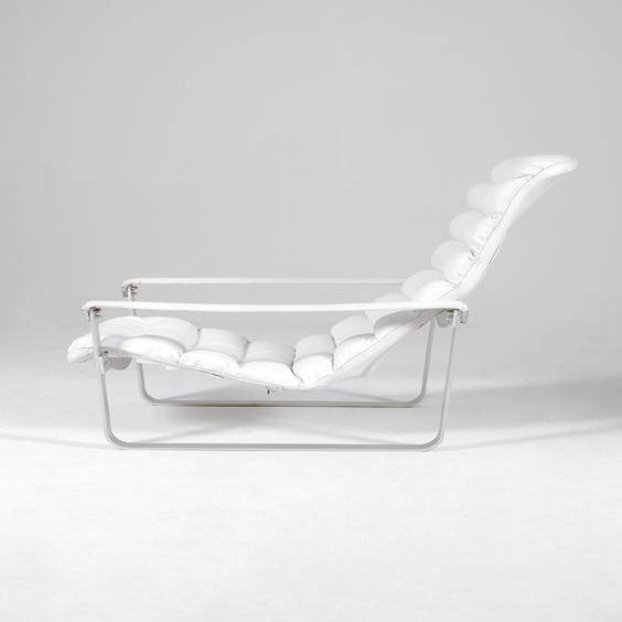 image of White leather lounge chair
