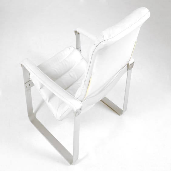 image of White leather lounge chair