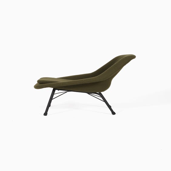 image of Green wool low lounge chair