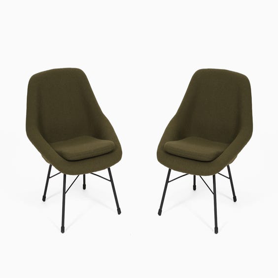 Green wool low lounge chair