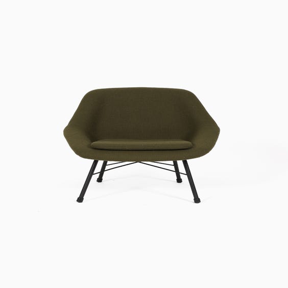 image of Green wool low lounge chair