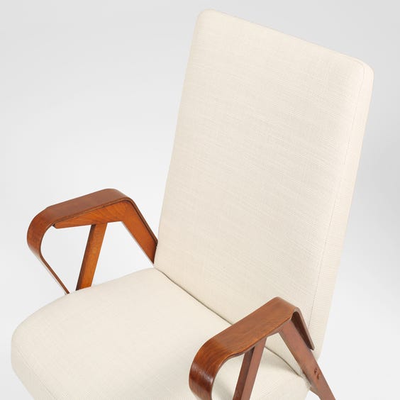 image of Midcentury Czech cream wool armchair