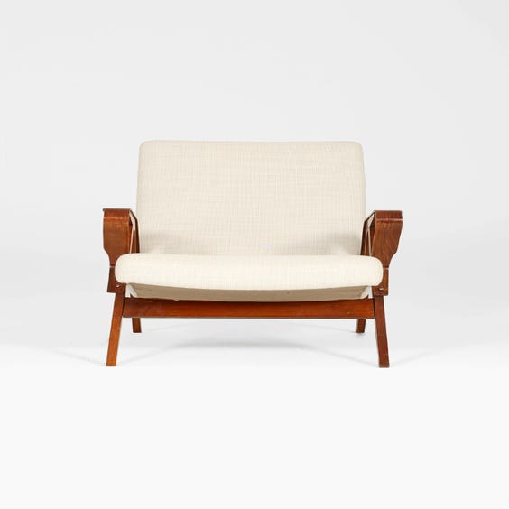 image of Midcentury Czech cream wool armchair
