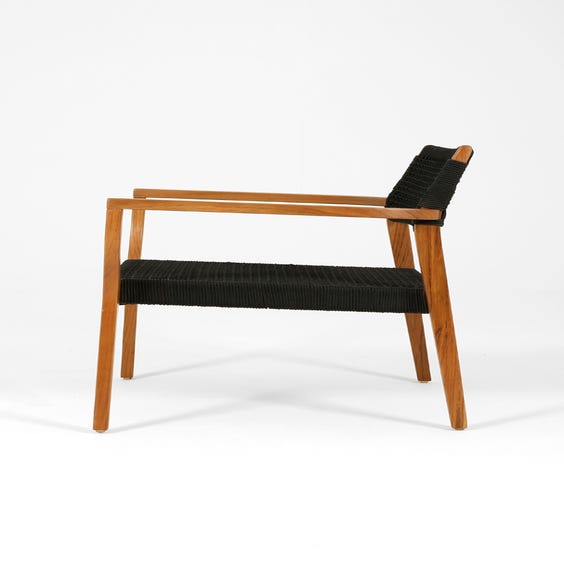 image of Black woven rope seat armchair