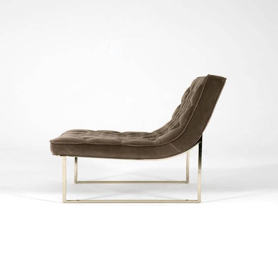 image of Velvet buttoned wide lounge chair