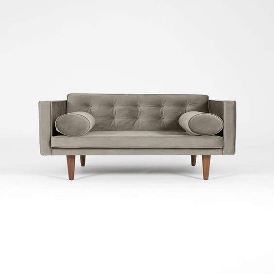 image of Midcentury grey velvet armchair