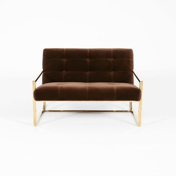 image of 1970s chocolate brown velvet armchair