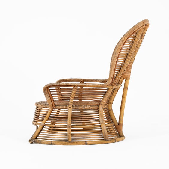 image of Bamboo and woven rattan armchair