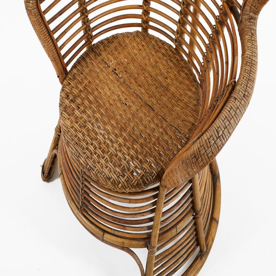 image of Bamboo and woven rattan armchair
