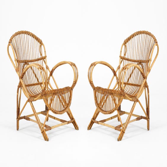 image of Midcentury French rattan armchair