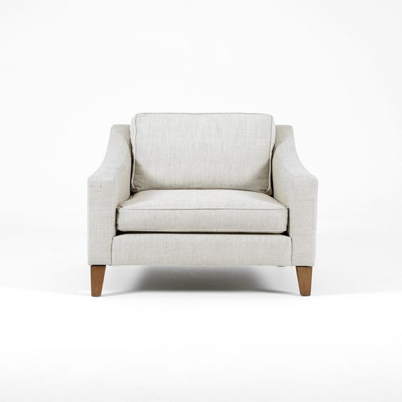 image of Off white and grey woven armchair