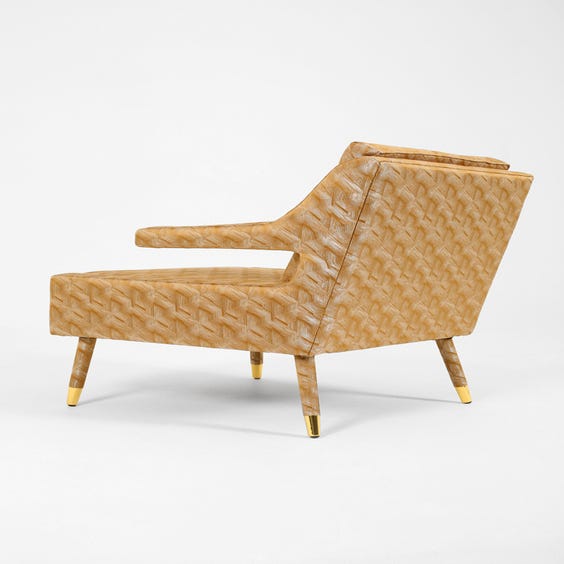 image of Midcentury gold silk lounge chair