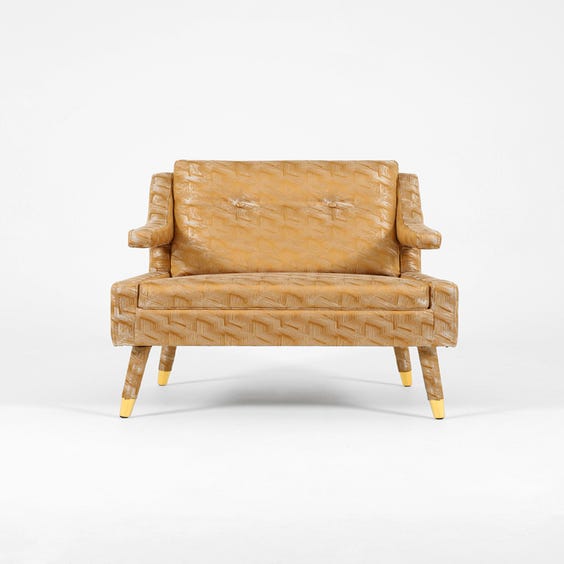 image of Midcentury gold silk lounge chair