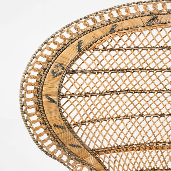 image of Midcentury woven rattan peacock chair