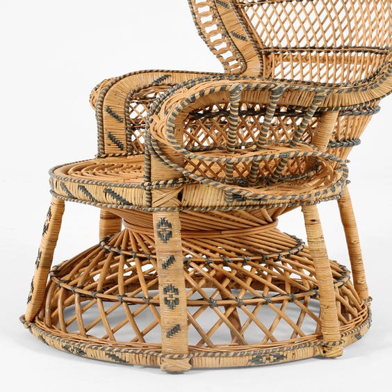 image of Midcentury woven rattan peacock chair