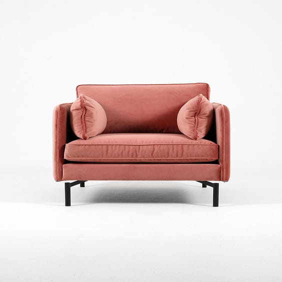 image of Dusky pink velvet armchair