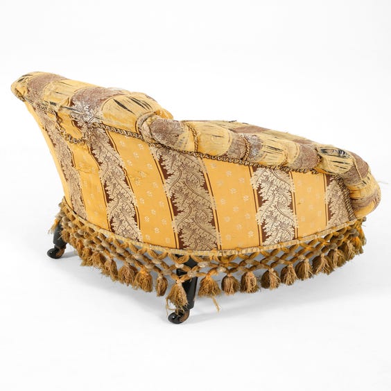 image of French muted gold and burgundy foliate tub armchair