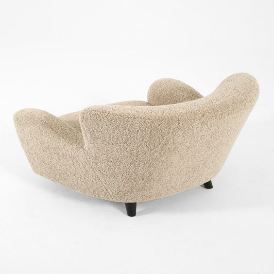 image of Midcentury oatmeal shearling armchair