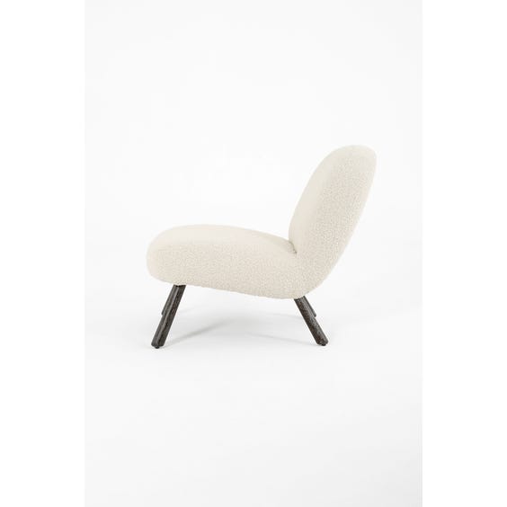 image of White boucle clam chair