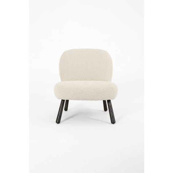 image of White boucle clam chair